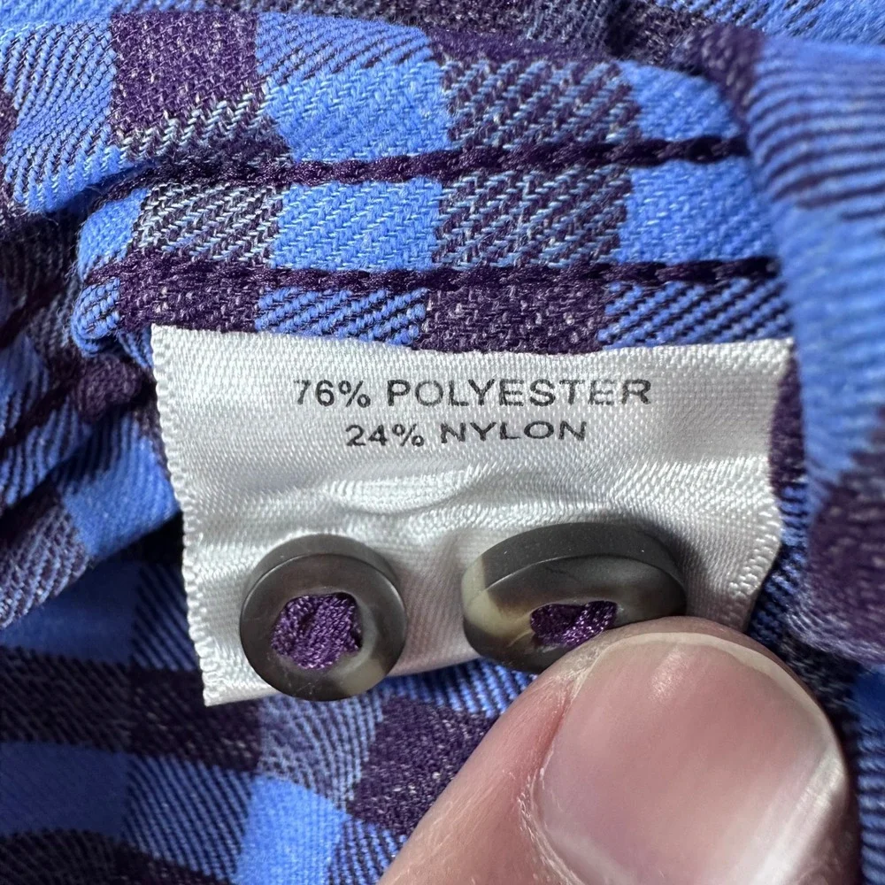 Peter Millar Button Down Mens L Large Blue Purple Gingham Crown Long Sleeve